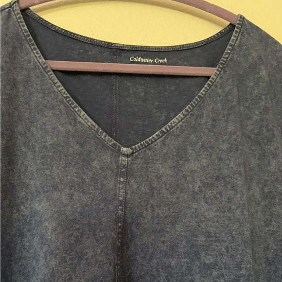 Coldwater Creek Indigo Blue Boxy Tunic Tank with Wide 4inch Lace Hem. Cotton - Picture 3 of 12